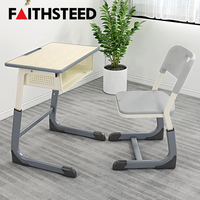 Ensemble de bureau et chaise d'école moderne avec dossier perforé, bureau d'étudiant pour salle de classe, structure métallique, table d'étude individuelle