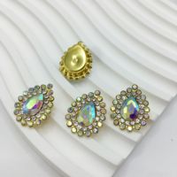 Strass SINRONG à trois couches en verre, motif goutte de fleur, extensibles, à dos plat, pour chaussures, vêtements et sacs