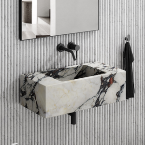Lavabo Rettangolare Sospeso in Travertino Naturale di Lusso, Lavandino in Pietra Porosa, <span class=keywords><strong>Dimensioni</strong></span> Personalizzabili per Bagno - Product Image 5