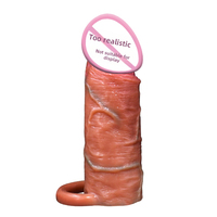 Manchon pénien creux en silicone liquide souple pour hommes, extenseur à texture réaliste épaissie, jouet sexuel pour couple adulte