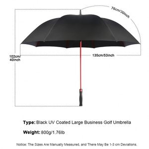 Parapluies à baleines en fibre de verre, coupe-vent, ouverture automatique, protection UV, imperméables, personnalisables avec logo, parapluie de golf extra large - Product Image 2