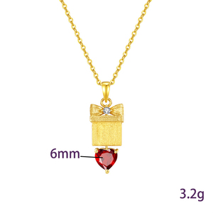 9 Delicados Collares con Colgante de Cristal Tallado en Corazón de 6mm, con Caja de Regalo, Piedra Natural, Plata 925, Chapado en Oro, Joyería que No se Deslustra - Product Image 6