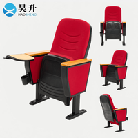 Chaise d'auditorium en gros pour banques et administrations, avec panneau latéral en bois, tissu ignifuge, fixation au sol, logo personnalisé