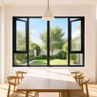 Ventana Abatible con Cristal Fijo Grande y Dos Paneles Laterales que se Abren hacia Afuera, Marco de Aleación de Aluminio, Diseño Moderno para el Hogar