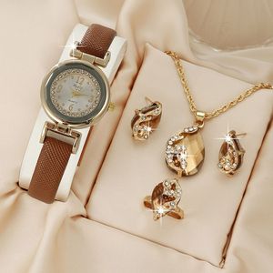 <strong>Sloggi</strong> Popular Retro Women's Candy Color Small Fresh Thin Belt Simple Watch Fashionable Student Rhinestone Jewelry Set