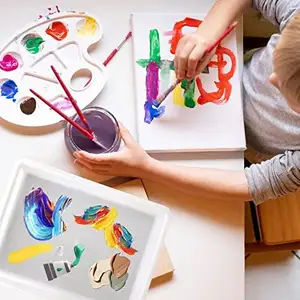 プラスチックアートトレイ、アクティビティクラフトトレイ、オーガナイザートレイ、家庭、学校、子供向けのサービングトレイ、DIYプロジェクト、絵画、ビーズ (白)