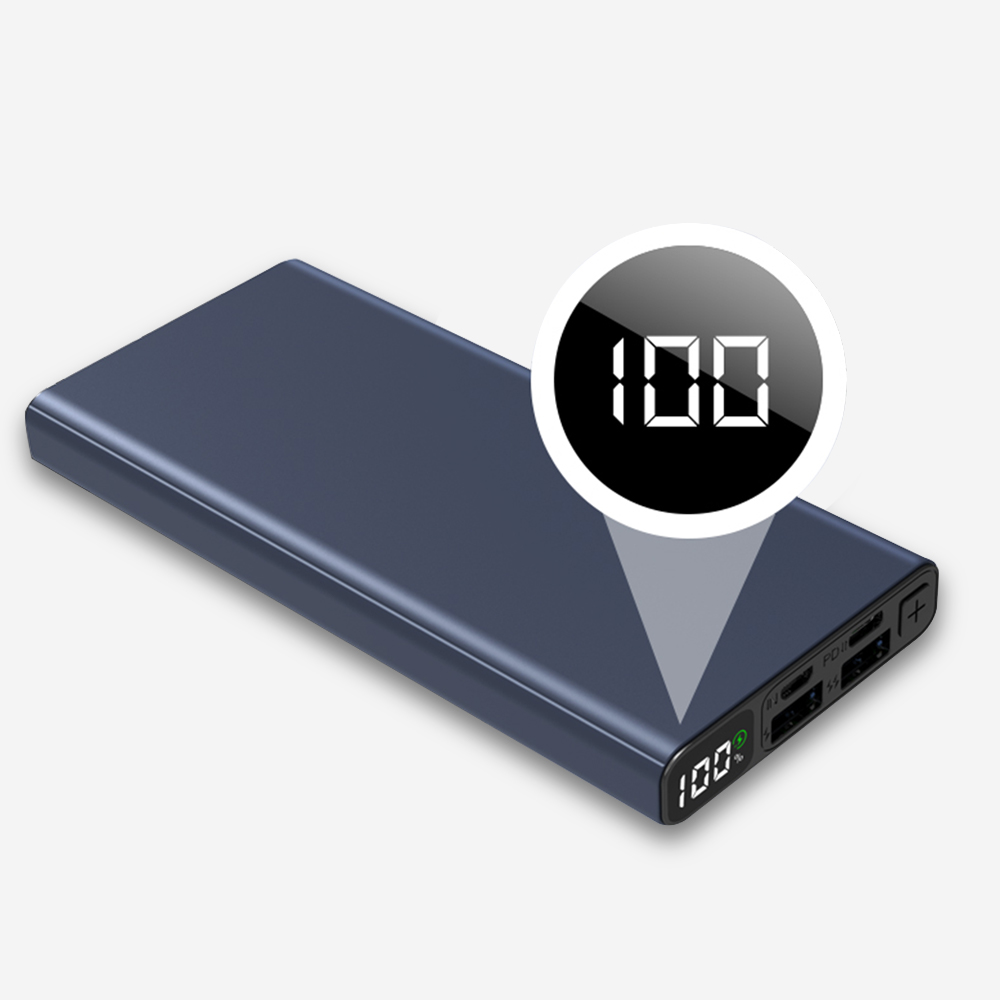 Универсальный портативный золотой оболочки ультра тонкий usb c 12v 10000 мАч цифровой дисплей power bank зарядные устройства