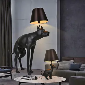 Polyresin Arts Floor Lamp Standing Light Vertical Animal Big Dog with Lamps Lights Modern