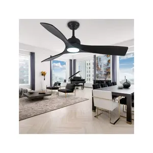 Factory 52" Commercial 3 Wood Blades BLDC DC Motor Ceiling Fan Light With Remote