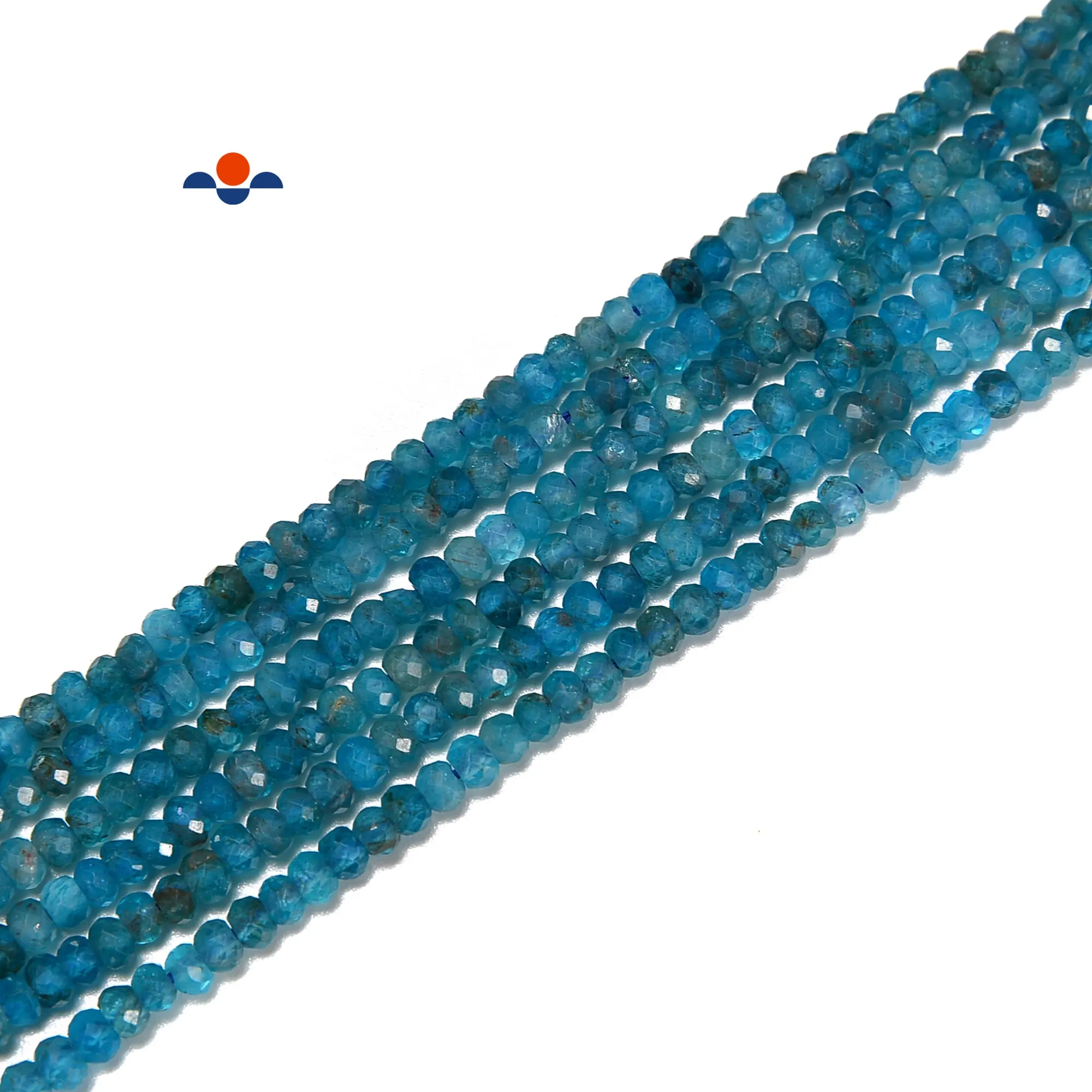 Facettierte 2x4mm Tinte Blau Apatit Edelstein Weiße Barock Perlenkette 18" AAA