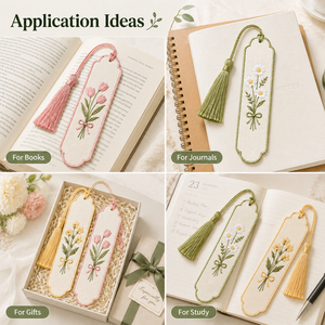Segnalibri Personalizzati con Ricamo Floreale Fatti a Mano, Eleganti Segnalibri in Tessuto con Nappa, Regalo Personalizzato per Amanti dei Libri - Product Image 5
