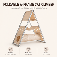 Structure d'escalade pliable pour chat d'intérieur, cadre en aluminium, panneaux en tissu, hamac, tunnel, rangement compact, condo pour chat, maison pour chat, OEM ODM