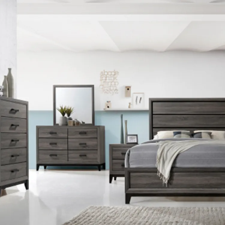 Sunrise yatak odası takımı s kraliçe lüks modern ahşap yatak odası yatak örtüsü seti toptan yatak odası mobilya takımı yatak odası takımı