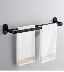 Ensemble d'accessoires de salle de bain noir mat 5 pièces, barres porte-serviettes murales, étagère, porte-papier toilette, porte-brosse, étagère d'angle - Product Image 3