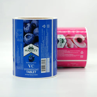 Étiquettes en rouleau pour bouteilles de comprimés VC OEM ODM, durables, imperméables, résistantes à l'humidité, haute opacité, saveur pêche myrtille personnalisée, faible MOQ