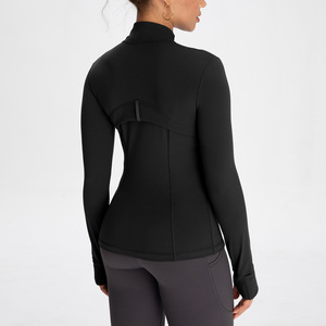 เสื้อโยคะ SUHE TS-009 Athena สำหรับผู้หญิง แขนยาว ซิปคอตั้ง ทรงเข้ารูป สีพื้น สำหรับออกกำลังกายและเล่นกีฬา - Product Image 3