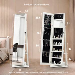 <span class=keywords><strong>Miroir</strong></span> sur pied blanc à LED rotatif à 360 degrés pour maquillage, beauté, coiffure et bijoux, grande capacité - Product Image 3