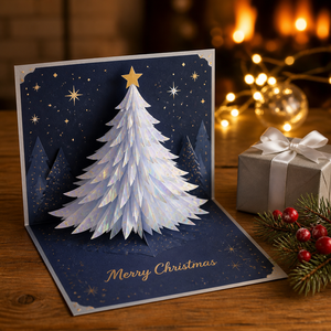 Tarjeta de felicitación navideña 3D con diseño de árbol de Navidad, tarjeta de papel de Feliz Navidad, regalo navideño, recuerdo con sobre. - Product Image 2