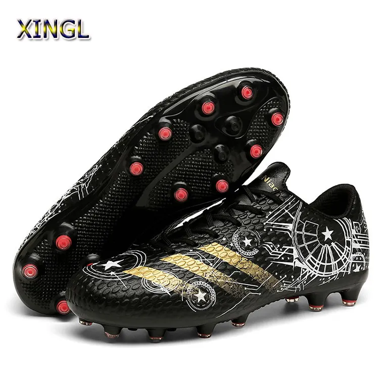 sports soccer shoes athletics boys girls casual lace up leather feet soccer shoes