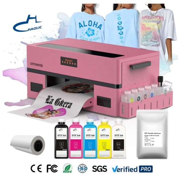 13inch Haolic DTF Printer Tshirt Printing Machine for Small Business Desktop DTF Printer 30cm Pink DTF Printer XP600