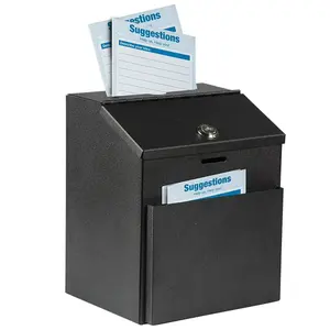 Wall Mountable Steel Suggestion Box With Lock - Donation Box - - Ballot Box - With 25 Free Suggestion Cards