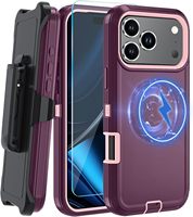 Étui de téléphone magnétique antichoc robuste pour iPhone 18 Pro Max 17 avec pince de ceinture arrière