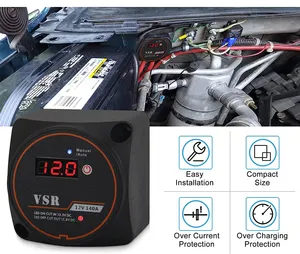 トラックATVUTVマリ用の電圧ディスプレイスマートバッテリーアイソレーター自動および手動モード電圧センシティブリレー (VSR) 付き12V 140アンペア