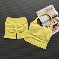 Conjunto Deportivo de Yoga para Mujer, Top Deportivo Sin Costuras de Spandex con Espalda Descubierta y Pantalones Cortos de Cintura Alta, Anti-Rozaduras, CACTUS SPORT