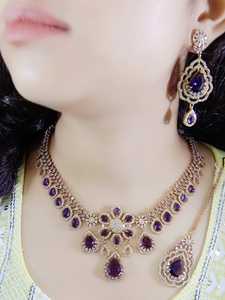 Conjunto de collar AD de calidad premium con acabado en mehendi, joyería AD de lujo, conjunto de collar para fiestas y bodas. - Product Image 5