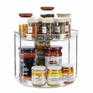 Chiaro 2 ° livello <span class=keywords><strong>Lazy</strong></span> <span class=keywords><strong>Susan</strong></span> giradischi organizzatore di spezie rotanti per cucina dispensa bagno vanità scaffali di stoccaggio - Product Image 1