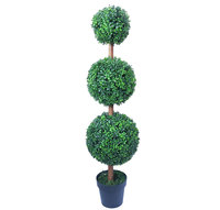 Vente en gros de feuilles artificielles d'intérieur et d'extérieur buis topiaire arbre à boules vertes bonsaï arbre artificiel à trois boules