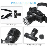 Lampe frontale LED de plongée IPX68 rechargeable, étanche, pour activités nocturnes sous-marines et pêche en extérieur, intensité réglable, 10 000 heures d'autonomie (piles non incluses)
