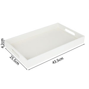 <span class=keywords><strong>Plateau</strong></span> de rangement rectangle blanc en similicuir avec poignée - Product Image 2