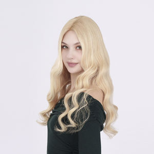 Perruque Lace Front en Cheveux Humains Blond Platine Balayage avec Dentelle - Product Image 1