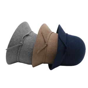 Donne Bowknot fedora con la corda per il partito Isolamento di lana 100% in inverno femminile Vintage Bowler Hat - Product Image 5