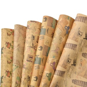 Papel de regalo de periódico inglés Retro, papel de embalaje Kraft grueso con patrón de impresión de bicicleta de torre de hierro creativo - Product Image 1