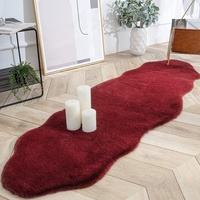 Tapis décoratif de salon blanc en fausse fourrure de lapin, tapis absorbant l'eau, tapis Shaggy