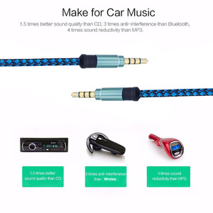 Nuevo colorido 4 polos 3,5 MM Metal Nylon tejido trenzado coche Jack estéreo <span class=keywords><strong>Audio</strong></span> altavoz Aux <span class=keywords><strong>Cable</strong></span> auxiliar - Product Image 5