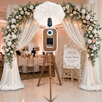 Trépied photo vintage pour mariage, support pour iPad, photomaton selfie, hauteur réglable, lumière RGB et ventilateur de refroidissement pour fêtes de mariage