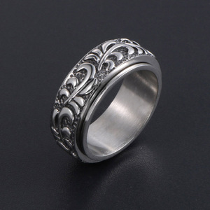 Stainless Steel Men's Ring SA960 <b>Rotating</b> Pattern Vintage Plant Design Jewelry Gift - Product Image 2