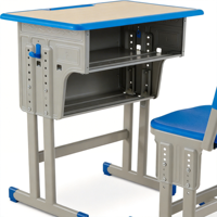 Ensemble table et chaise d'étude préscolaire moderne avec tiroir à jouets, crochet à livres, design coloré, bords arrondis, structure métallique, mobilier scolaire pour enfants