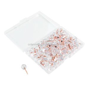 100Pcs LM LM9.5 9.5mm Rose Gold Transparent Plastic Head Thumb Tacks Push Pins for Hanging Pictures Posters Documents Wall <strong>Maps</strong> - Product Image 3