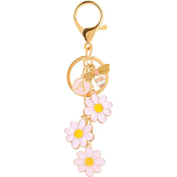 Porte-clés Lettre avec Fleur et Abeille pour Femmes et Filles - Breloque Initiale pour Sac à Dos, Sac à Main ou Cartable