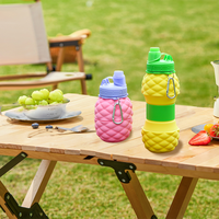Bouteille d'eau en silicone écologique, sans BPA, modulaire, pliable, avec logo personnalisable MHC, pour boire directement en voyage