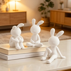 3D-printed PLA Modern Minimalist Seated Rabbit Figurinecreative Desk <b>Decor</b> Perfect <b>Valentines</b> Day - Product Image 1