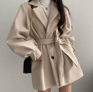 Cappotto <span class=keywords><strong>Trench</strong></span> da <span class=keywords><strong>Donna</strong></span> Autunno <span class=keywords><strong>Inverno</strong></span>, Collo Rovesciato, Maniche Lunghe, Stile Coreano, Casual, Slim Fit, con Bottoni e Cintura - Product Image 3