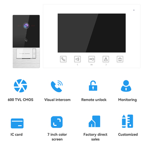 Sistema de <span class=keywords><strong>Videoportero</strong></span> Inteligente para Edificios, <span class=keywords><strong>Kit</strong></span> de Intercomunicación con <span class=keywords><strong>Videoportero</strong></span>, Estación Exterior + Monitor Interior Táctil de 7 Pulgadas - Product Image 2
