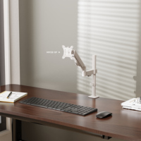 Soporte de Escritorio para Monitor Individual AUKI ODM OEM, de Acero Aleado Negro, con Brazo de Resorte de Gas, 32 Pulgadas, Inclinación de 45 Grados, Nueva
