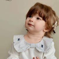 Robe Tutu Décontractée Préppy pour Bébé Fille à Rayures Blanches et Col Nœud Papillon, Manches Longues en Coton-Polyester avec Ourlet en Tulle, Modèle ODM