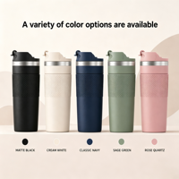 Mug de voyage isotherme en acier inoxydable 304, 12oz 16oz, avec presse à café intégrée, personnalisable avec logo – Cadeau de Noël